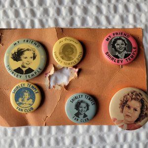 VTG IDEAL SHIRLEY TEMPLE DOLL CELLULOID PINBACK BUTTON LOT FAN CLUB MY FRIEND